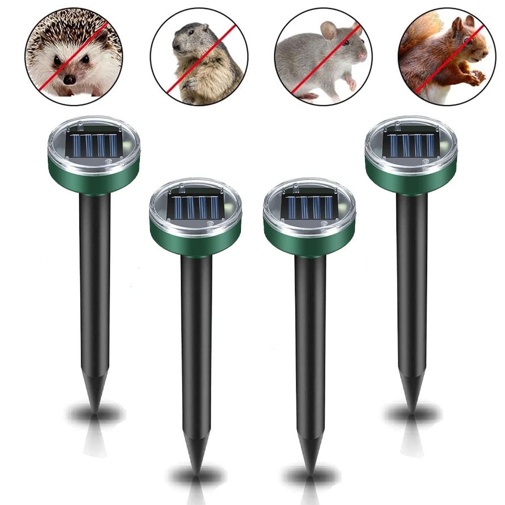 Spaventa Talpe A Energia Solare 4 Pezzi - Repellente Ad Ultrasuoni Per Topi, Arvicole E Parassiti Del Giardino