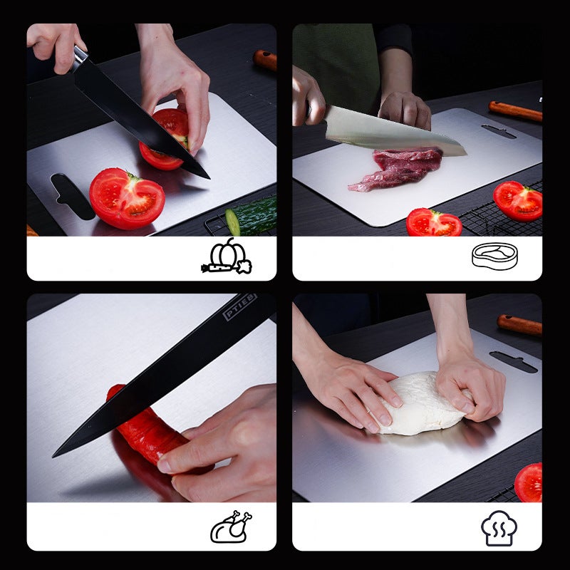 Planche à découper double face en titane pur pour couper les légumes et la viande, argent, taille mini, 1,5 mm x 24 x 15 cm - 6