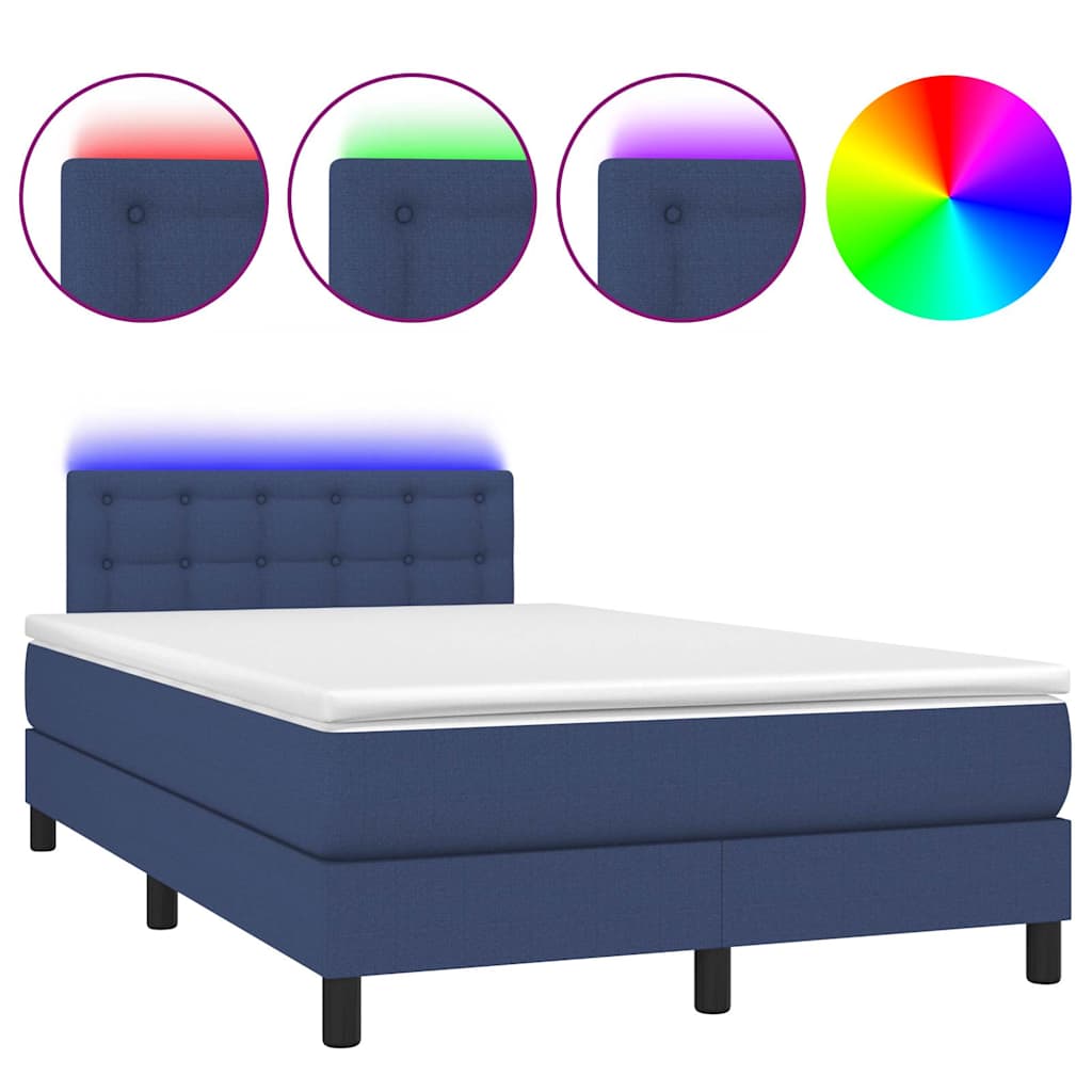 Cama box spring com colchão e tecido LED azul 120x200 cm | Leroy Merlin