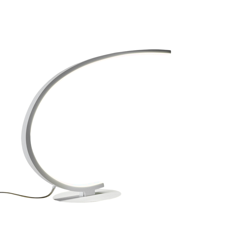 Gea Luce  Iole Lámpara De Mesa Led Regulable 12W Luz Cálida 3000K, Satinado, Diseño Moderno, Aluminio Ip20 Blanco Aluminio, Leroy Merlin