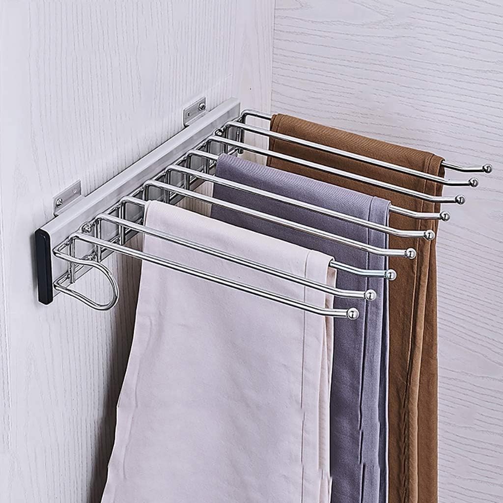 Porte-pantalon Extensible Mural 9 Barres - Montage Latéral Gauche - Capacité 14-16 Kg - 2