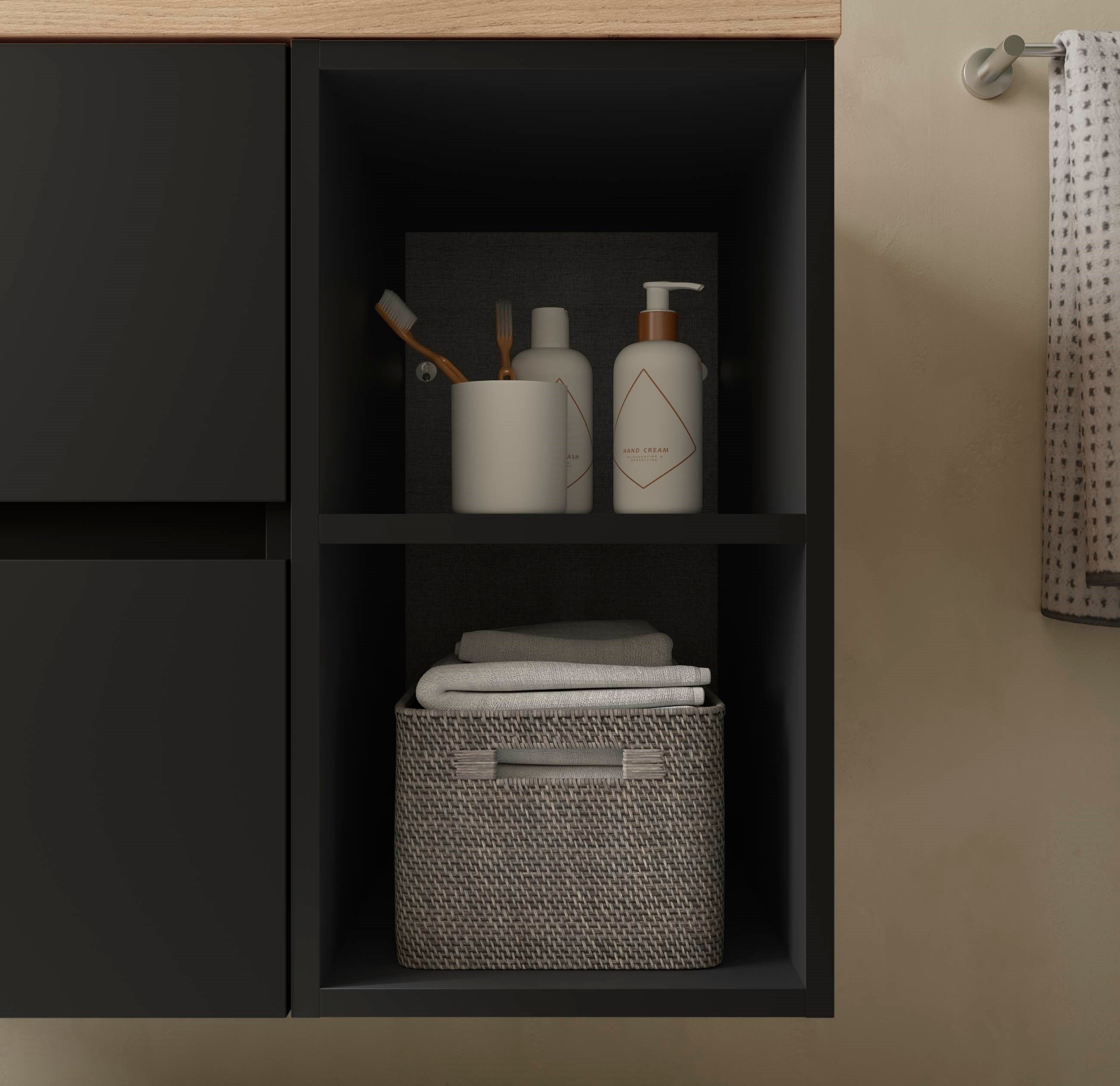 Meuble de salle de bain BEQUIA Plus 120cm Noir mat | Vasque à poser Porcelaine Centrale - 3