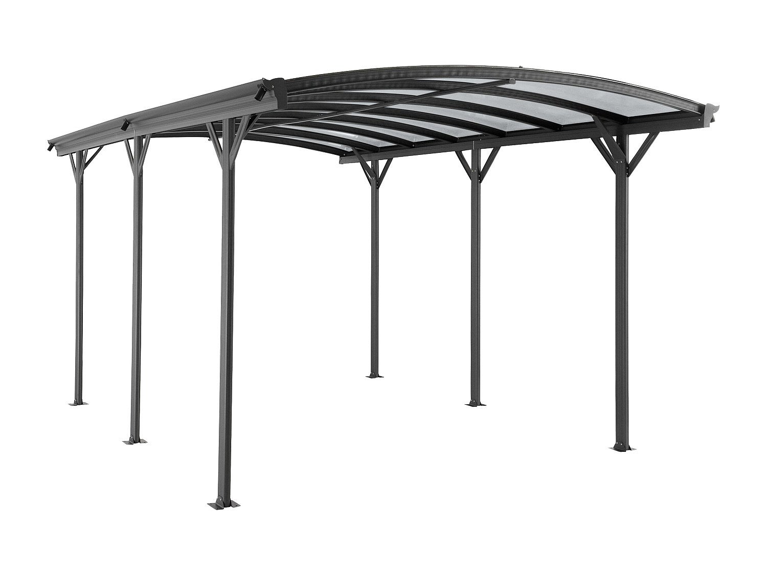 Carport pergola simple autoportant en aluminium - 1 voiture - 15,15 m² - Gris anthracite - BARESA - 2