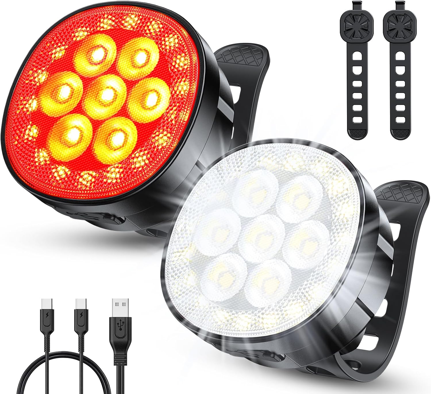 Trybów Zestawy Oświetlenia Rowerowego Przednia i Tylna Lampka Rowerowa Ultra Jasna Jazdy Rowerze Ładowalna USB Lampa Rowerowa LED Mocna Wodoodporna