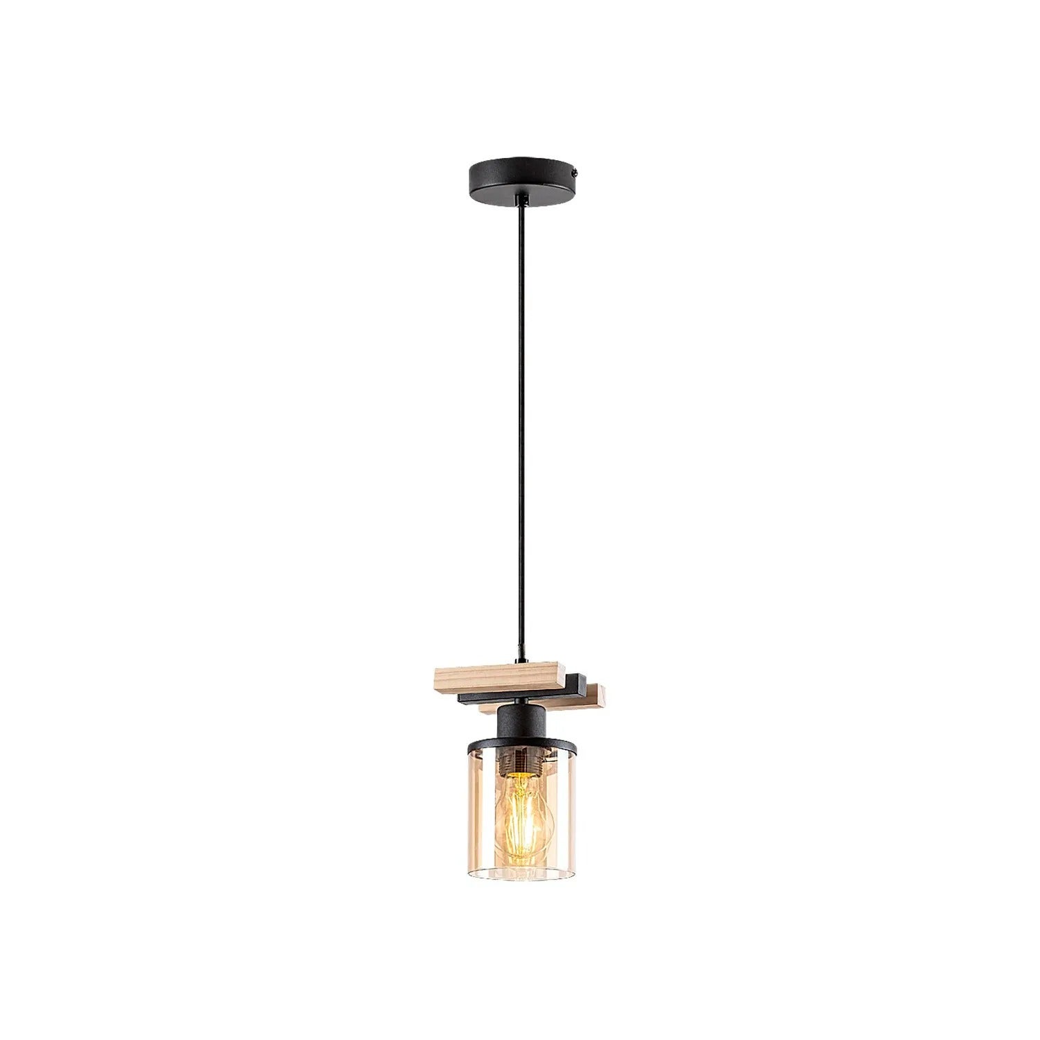 Lampa wisząca Niylah czarno-bursztynowy 1xE27x40W drewno wym:120x12x9,5cm IP20 Rabalux