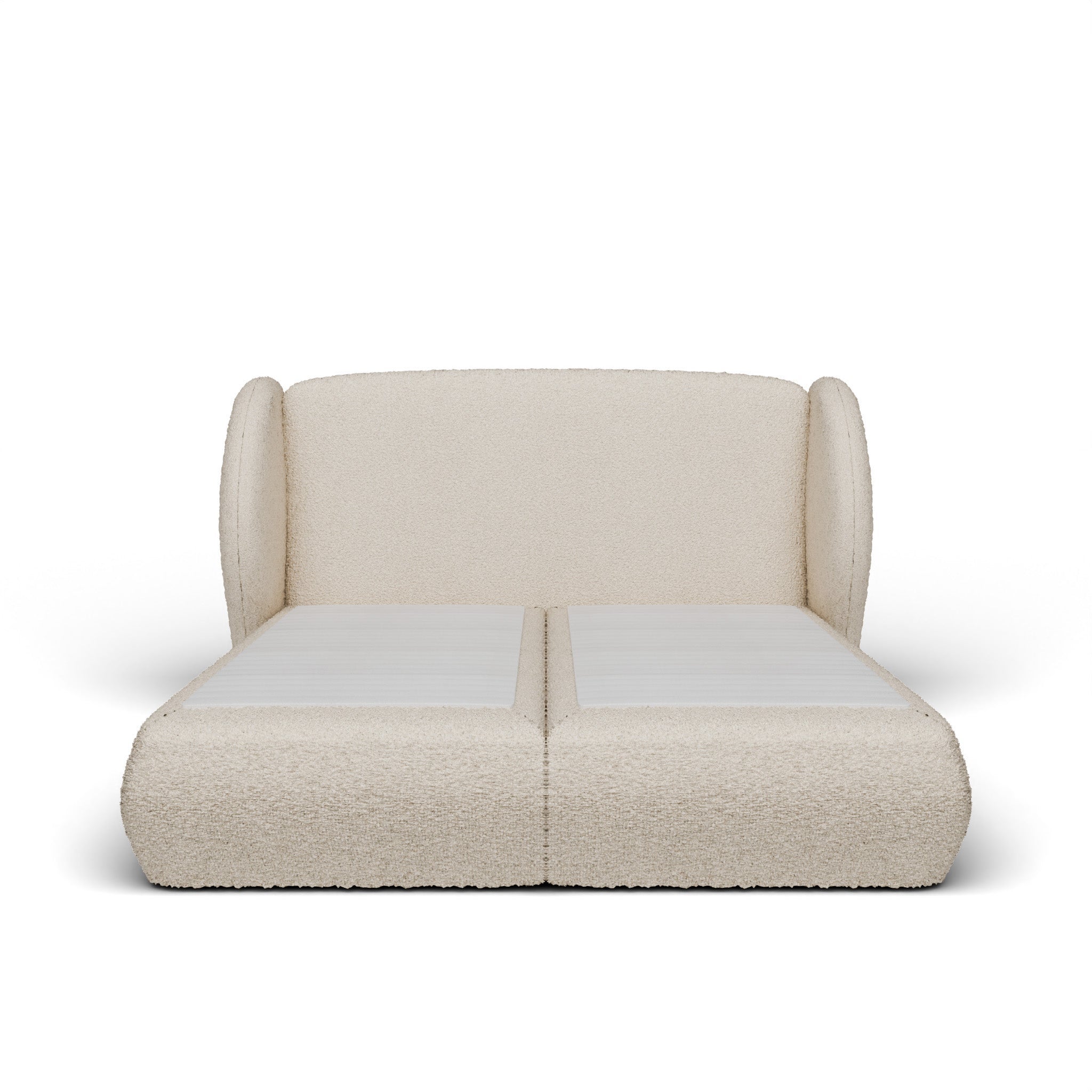 Lit springbox beige tissu bouclé 140x190cm - Plénitude - Morphea ...
