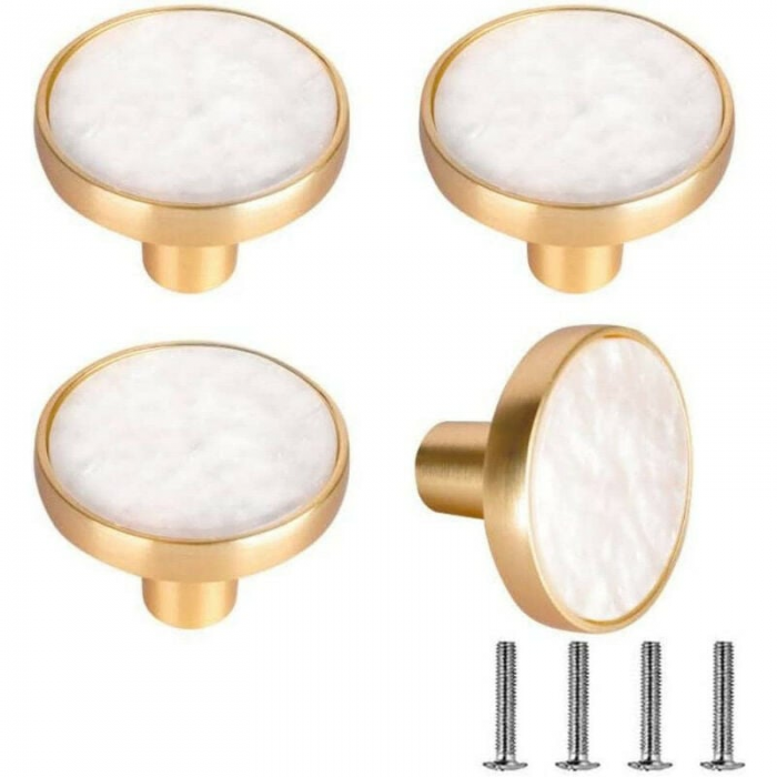 Uchwyt meblowy - Uchwyt do szuflady - Stop cynku - 4 sztuki - 32 mm - Biały