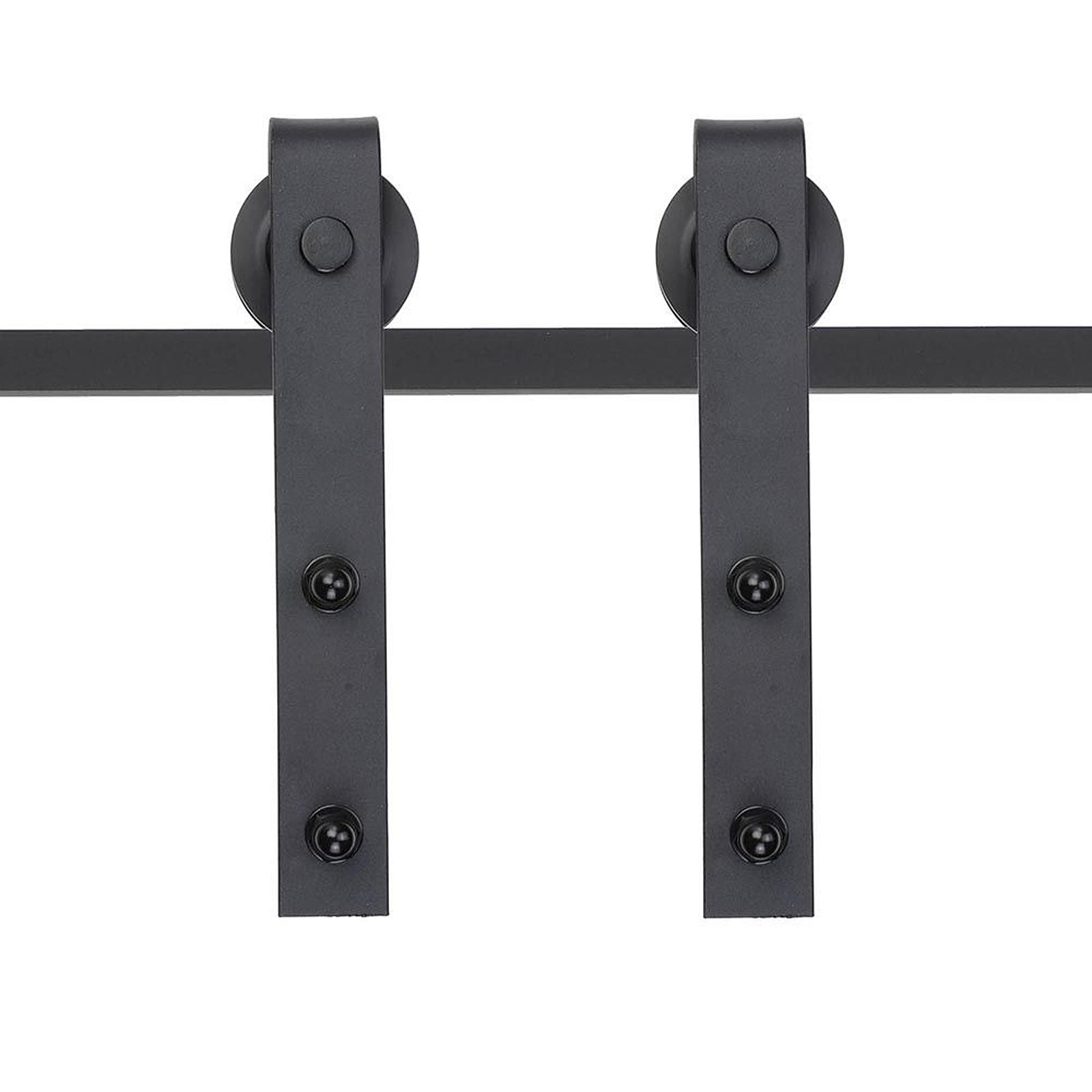 Kit d'accessoires pour rail de porte coulissante de 200 cm avec rail et roulettes, capacité de charge 100 kg, acier au carbone, 200 × 4 × 0,6 cm - 8