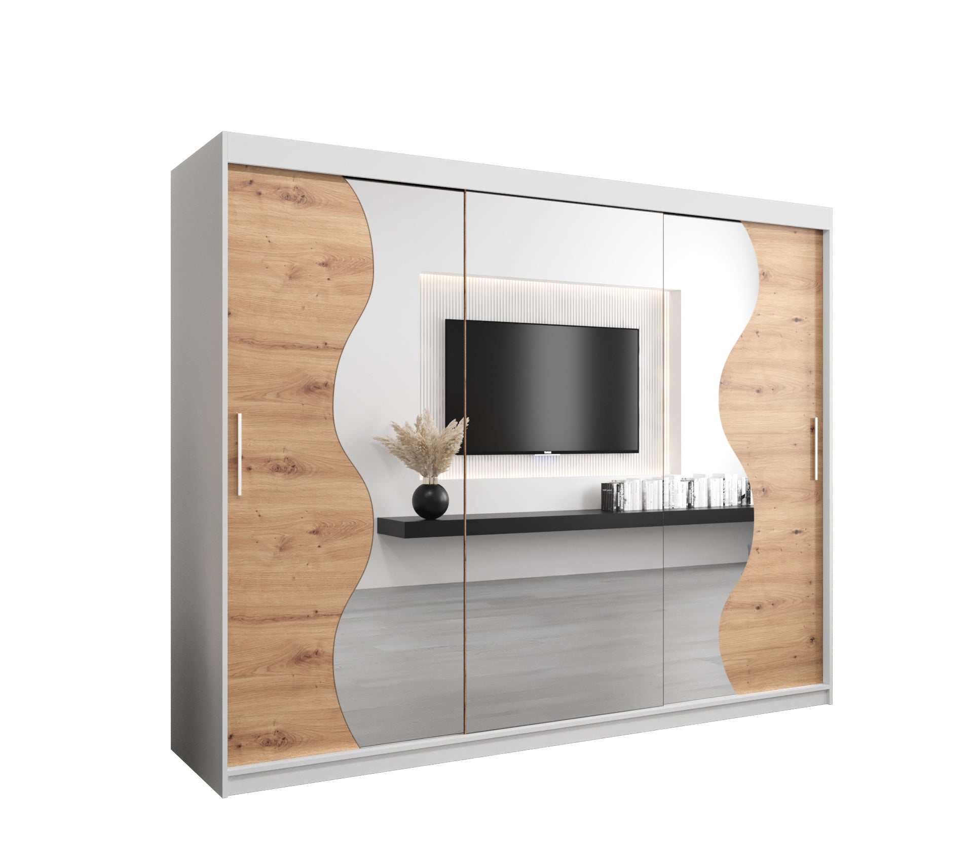 Szafa przesuwna garderoba MADRYT 250 x 62 x 200 cm Biały + Artisan - Abiks Meble