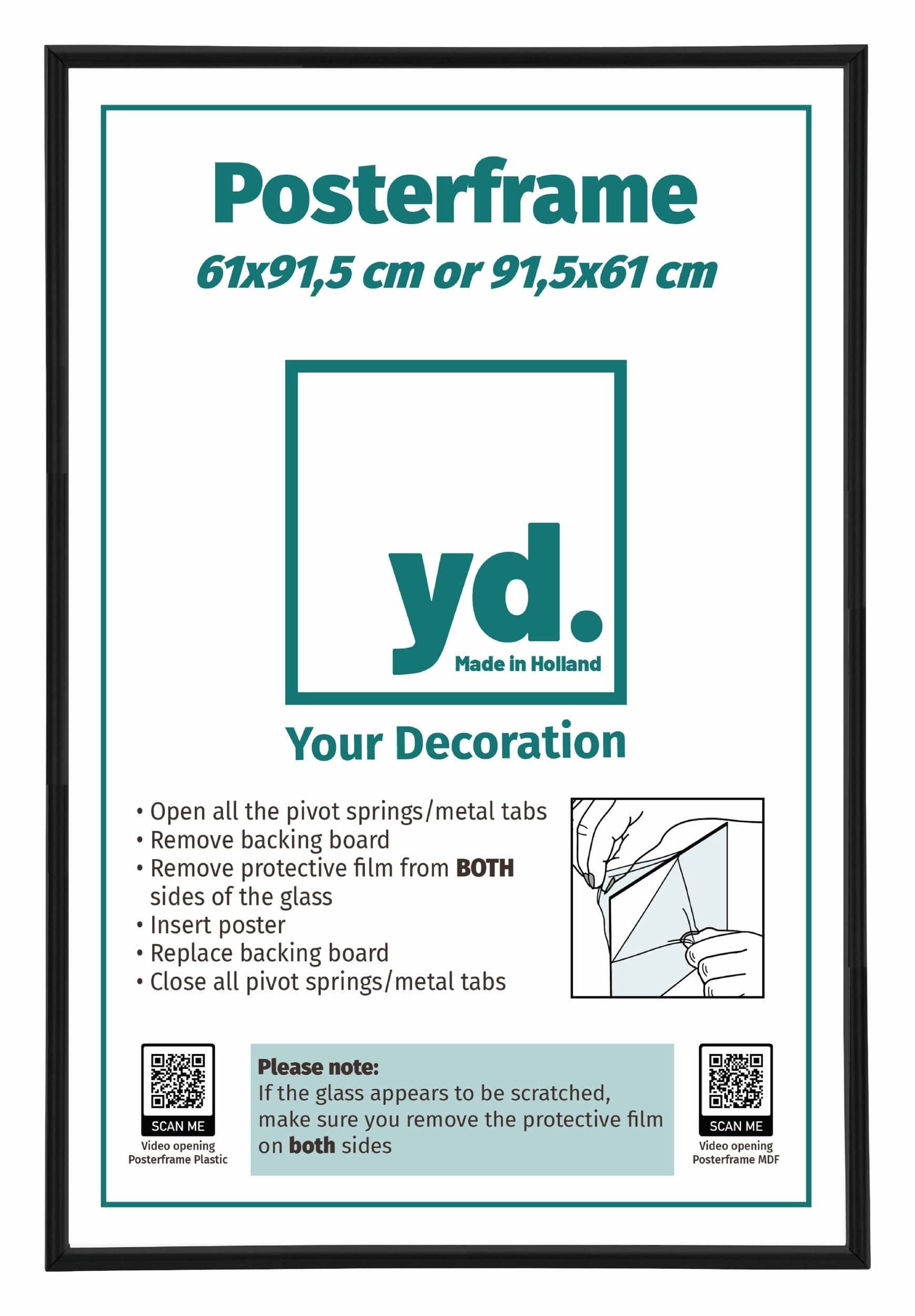 Cadre d'affiche 61x91.5cm Noir Mat Plastique Paris - 3