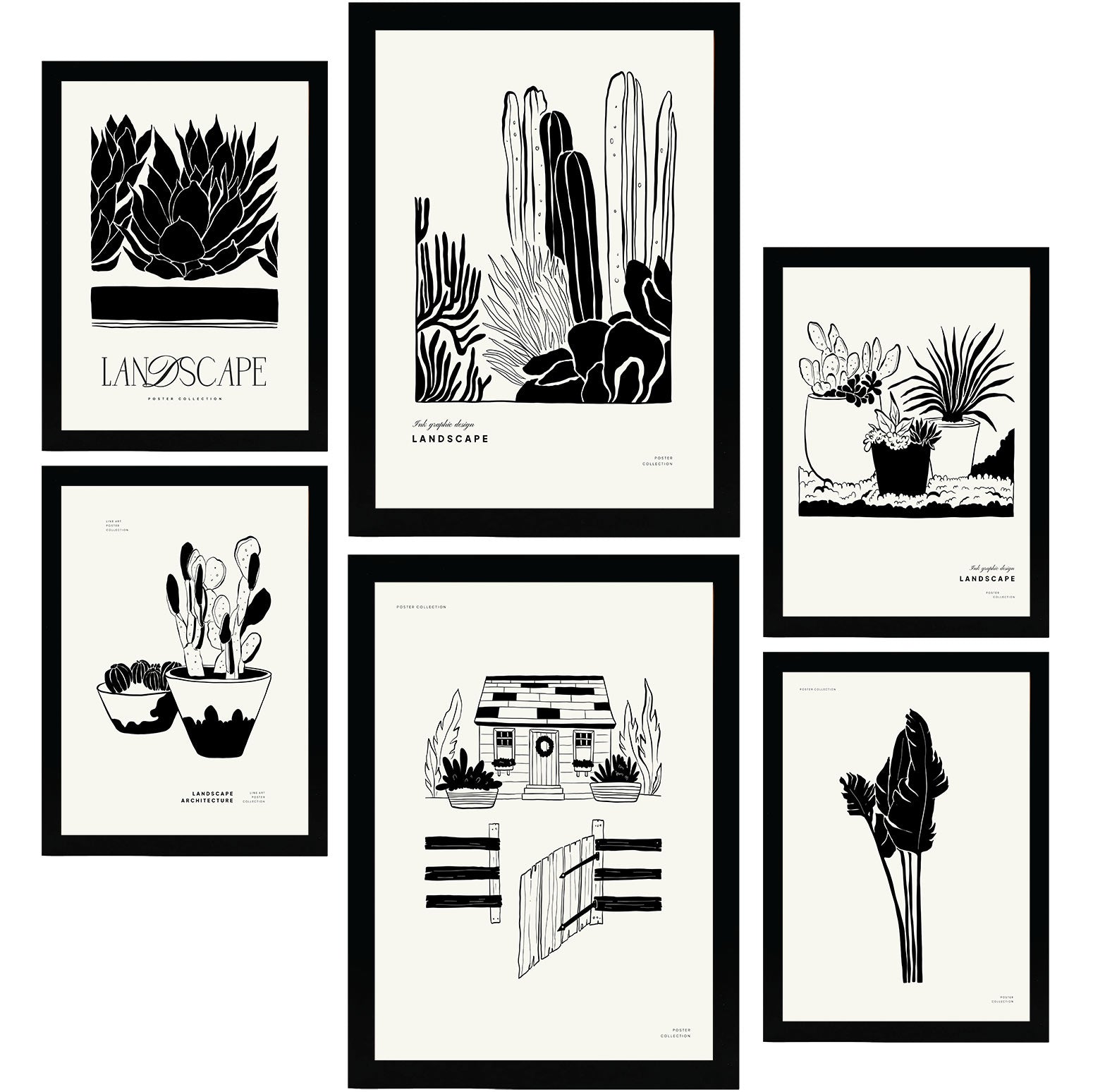 Nacnic set de 6 posters en tinta negra patrio trasero láminas artísticas y abstractas para el diseño y tamaños a3 & a4 sin marcos