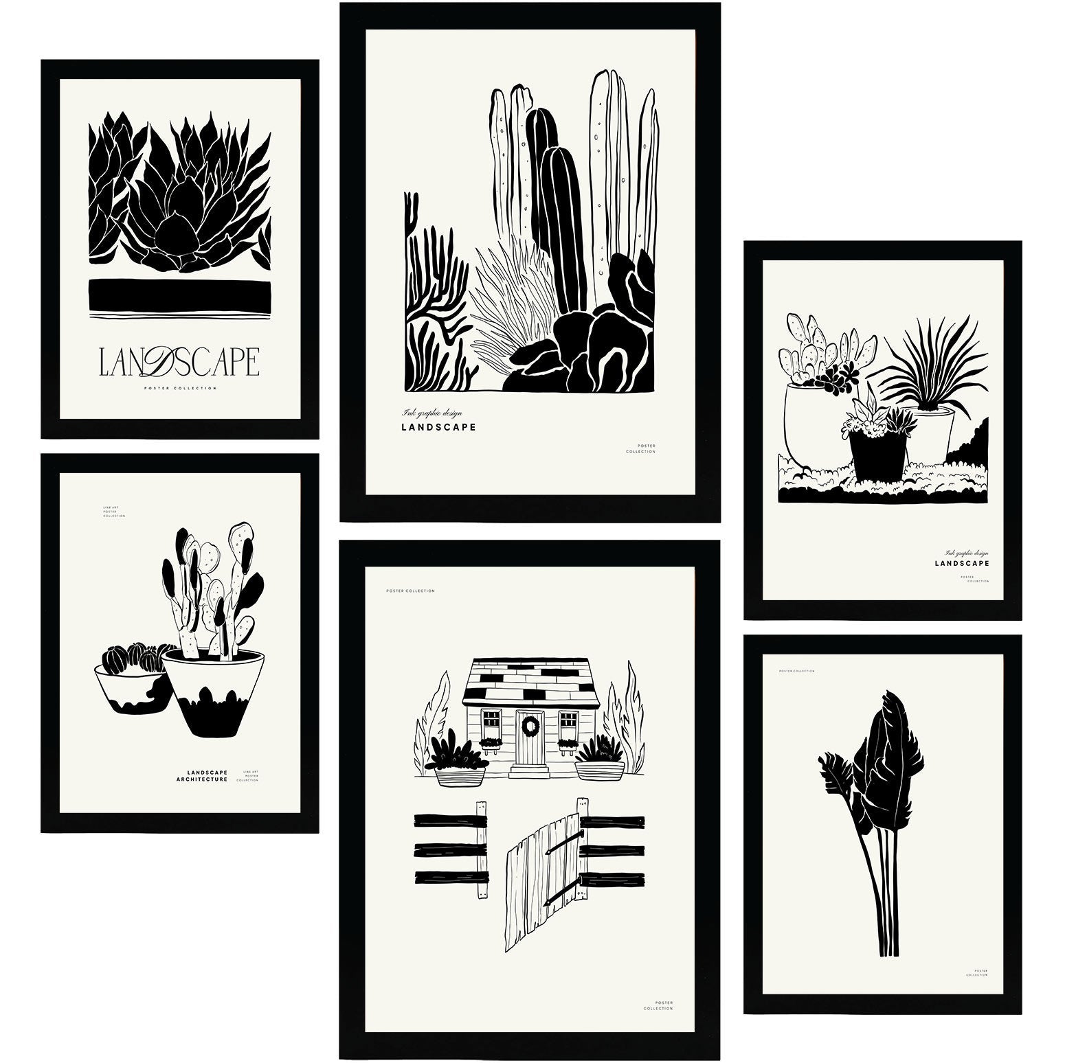 Nacnic set de 6 posters en tinta negra patrio trasero láminas artísticas y abstractas para el diseño y tamaños a3 & a4 sin marcos