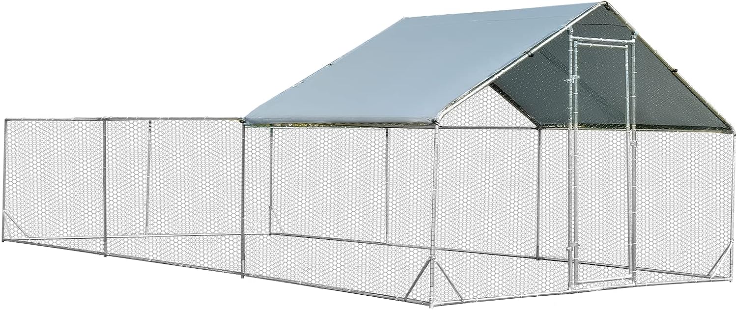 Poulailler en métal avec enclos 600 cm Poulailler en acier galvanisé - Ciel & terre Commerce