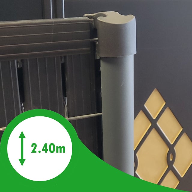 Poteau aluminium pour grillage - 240cm - avec chapeau et clips de fixation