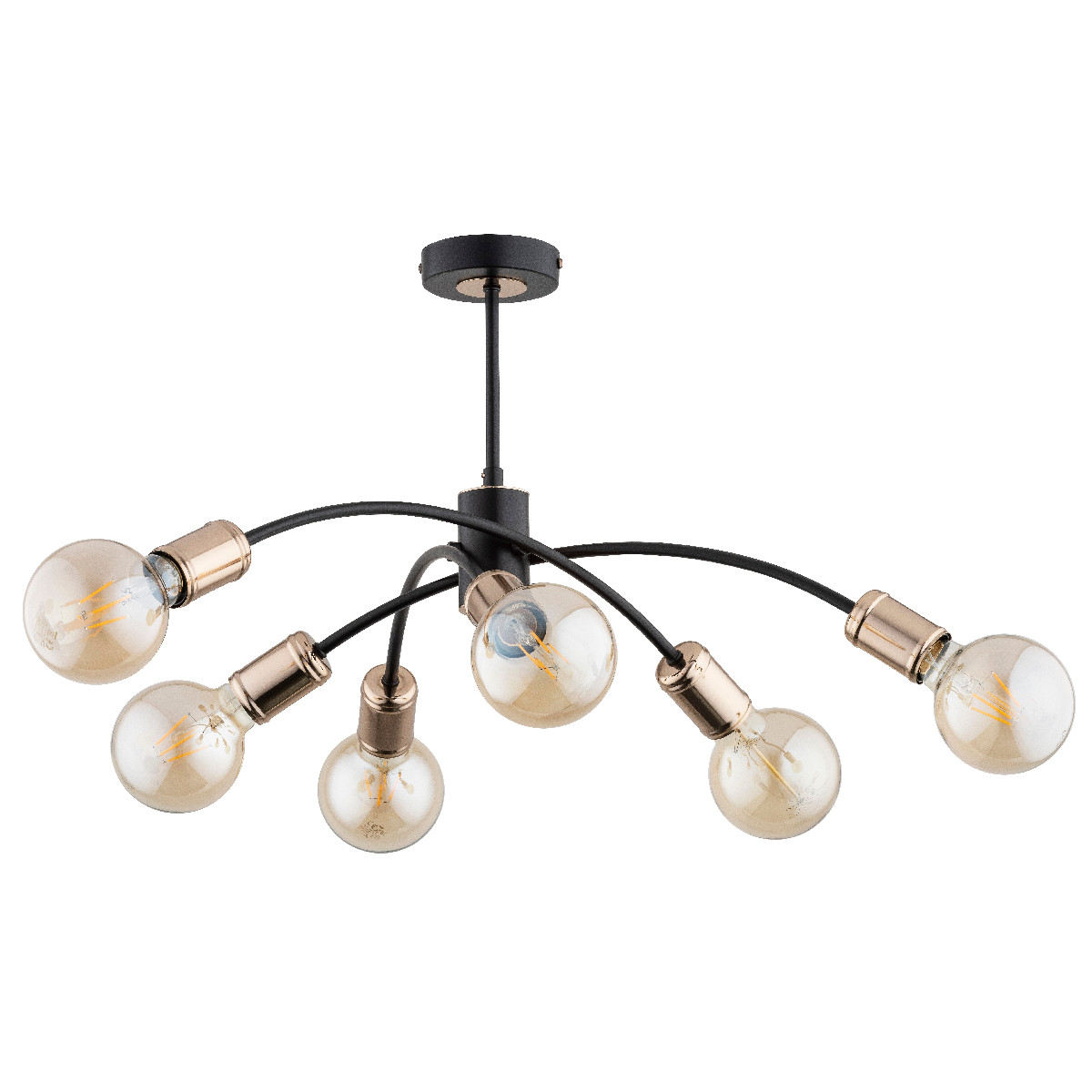 Lampa sufitowa wisząca Ralph czarno-złota 6xE27x15W industrialna wym: 31 x 54 x 54 cm metal Alfa