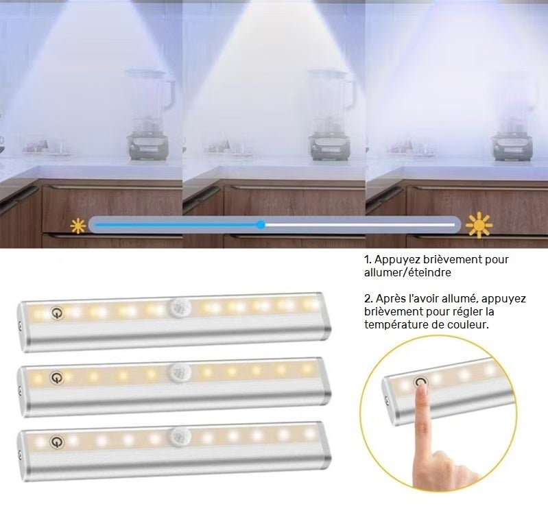 Lampe LED sans Fil 3 Packs avec Télécommande - Pour Chambres, Armoires, Vitrines, Aucun Câblage Requis - 3