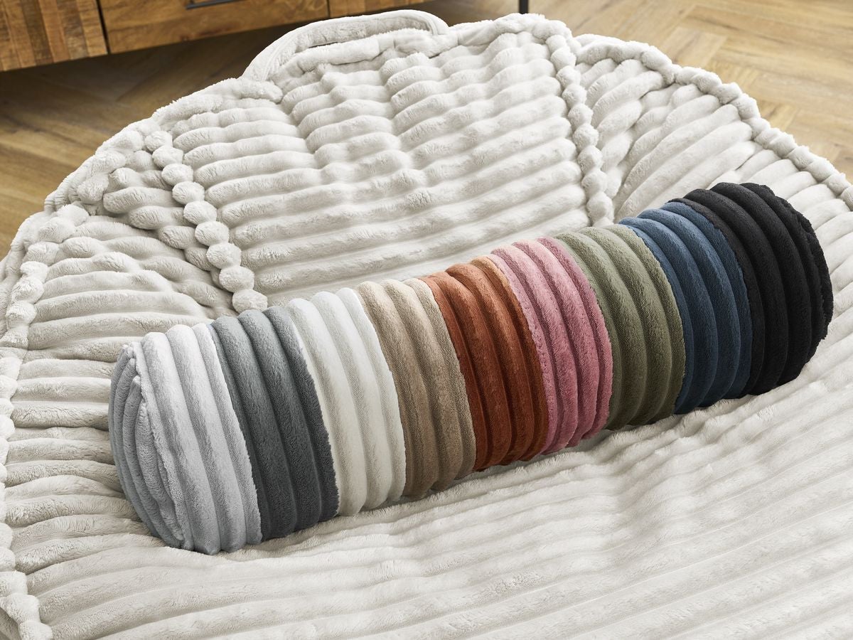BOBOCHIC Pouf ultra moelleux SOCRATE gros côtelé doux Beige - 3
