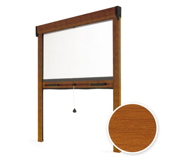 Moustiquaire fenêtre enroulable RECOUPABLE — 160x150 cm — coffre aluminium haut de gamme chêne doré — gamme Aluminium Luxe — anti-insectes — AVOSDIM - 2