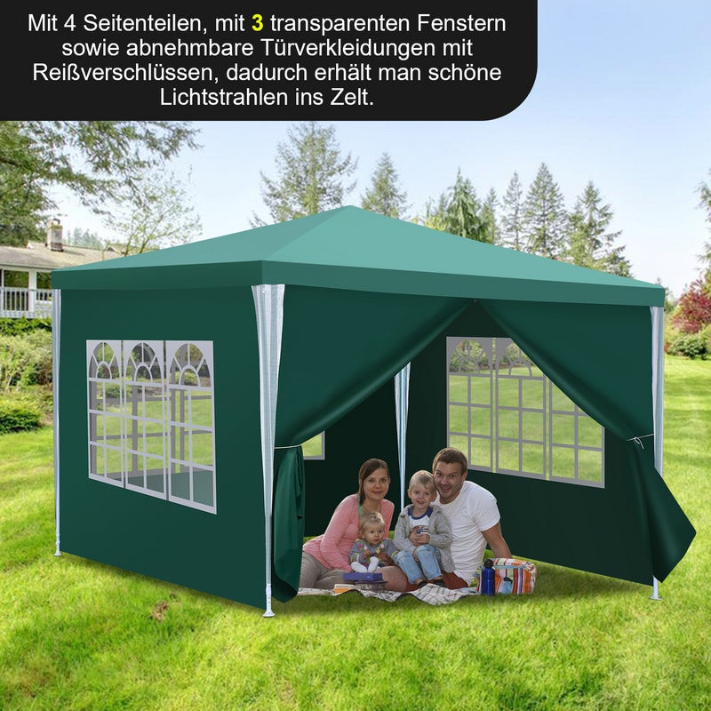 Carpa Pabellón Camping Carpa de fiesta impermeable Carpa de fiesta estable de alta calidad 3x3m Verde - 5