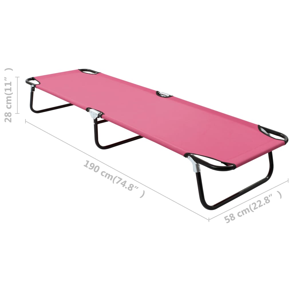 Chaise longue pliable Acier Rose - 9