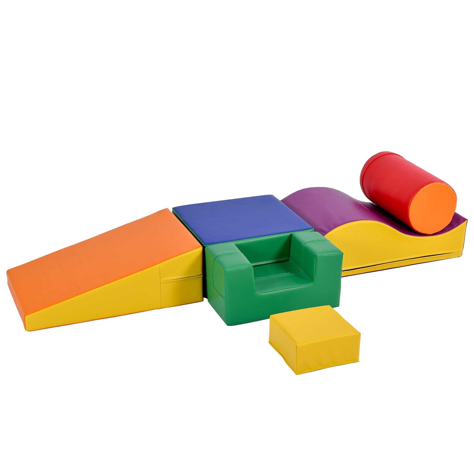 Blocs géants 6 pièces - Jouet pour enfants - Escalier, toboggan, activité de grimpe et de ramper - Couleurs vives - 7
