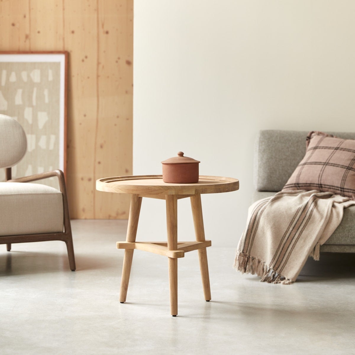 Set di tavolini da caffè impilabili in legno da 3 pezzi, mobili per soggiorno, complementi d'arredo salvaspazio, tavolini laterali rotondi minimalisti