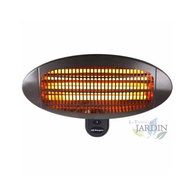 Estufa de infrarrojos de terraza orbegozo, calefactor por infrarojos 2000w, radiador eléctrico para exterior-interior 120º, ipx4