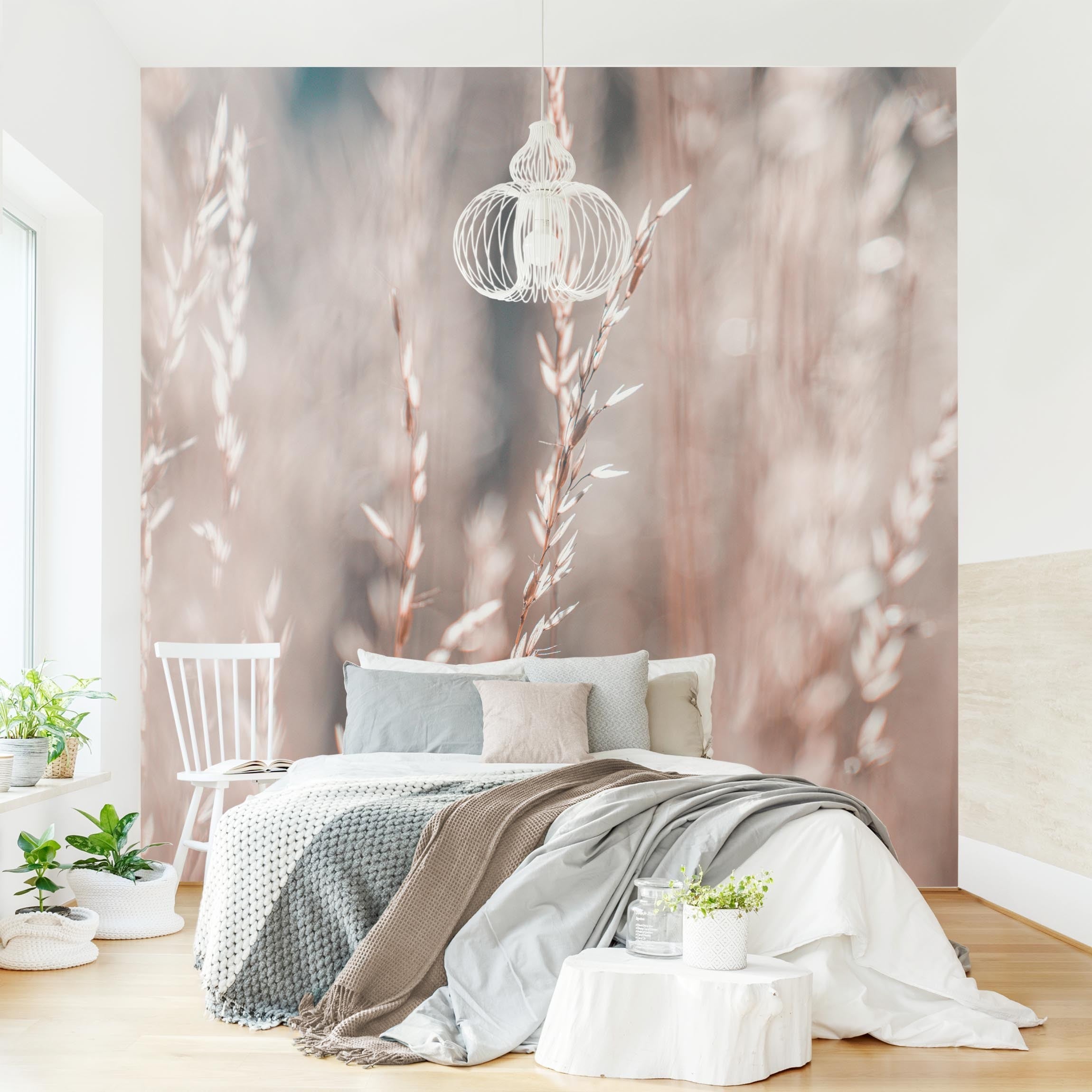 Papel pintado fotomural botánico rústico romántico flores 344 - salón dormitorio cocina pasillo - tnt 192 x 192 cm premium