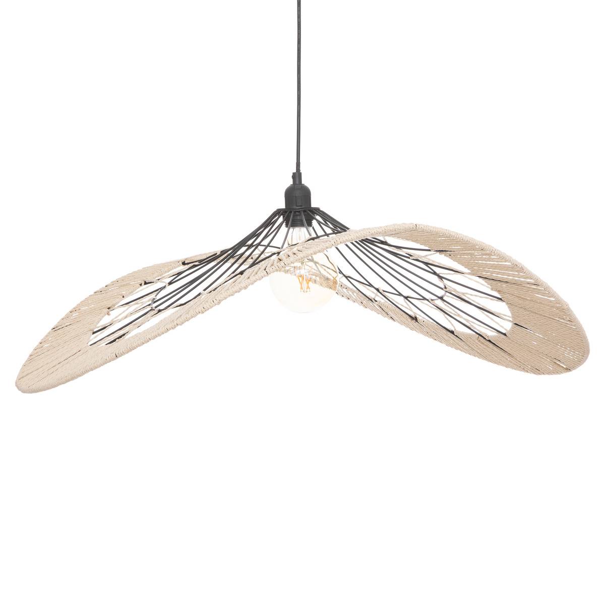 Lampa wisząca Caly 75cm czarna/naturalna