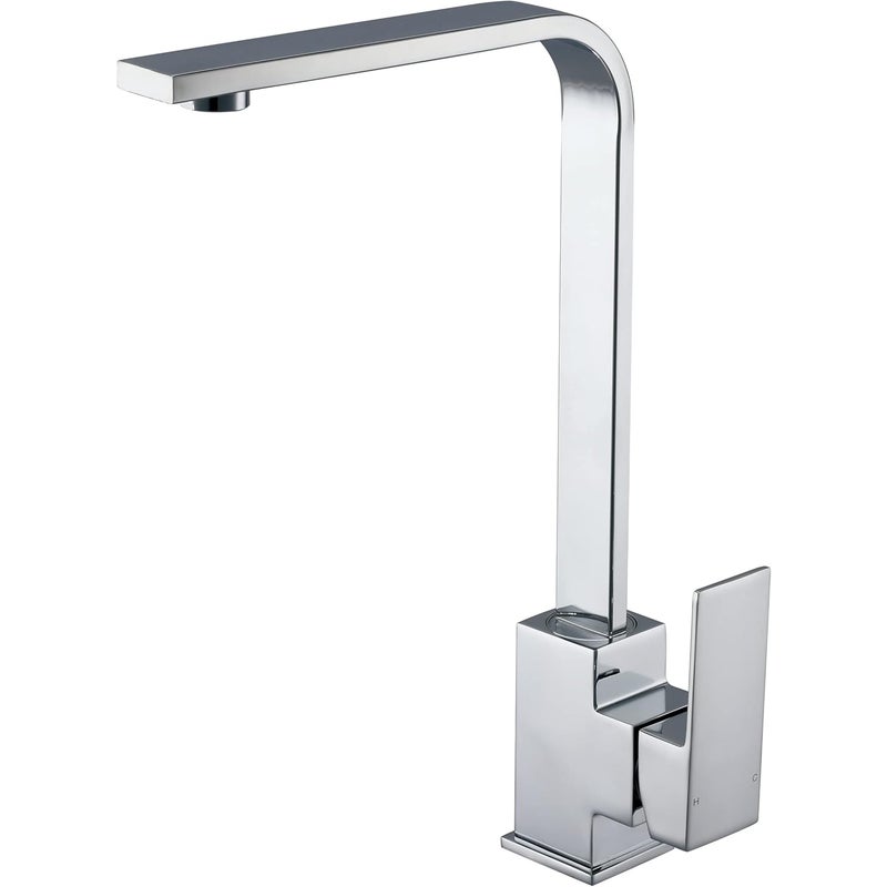 Kwadratowa bateria kuchenna, nowoczesna bateria kuchenna, chromowana bateria zlewozmywakowa