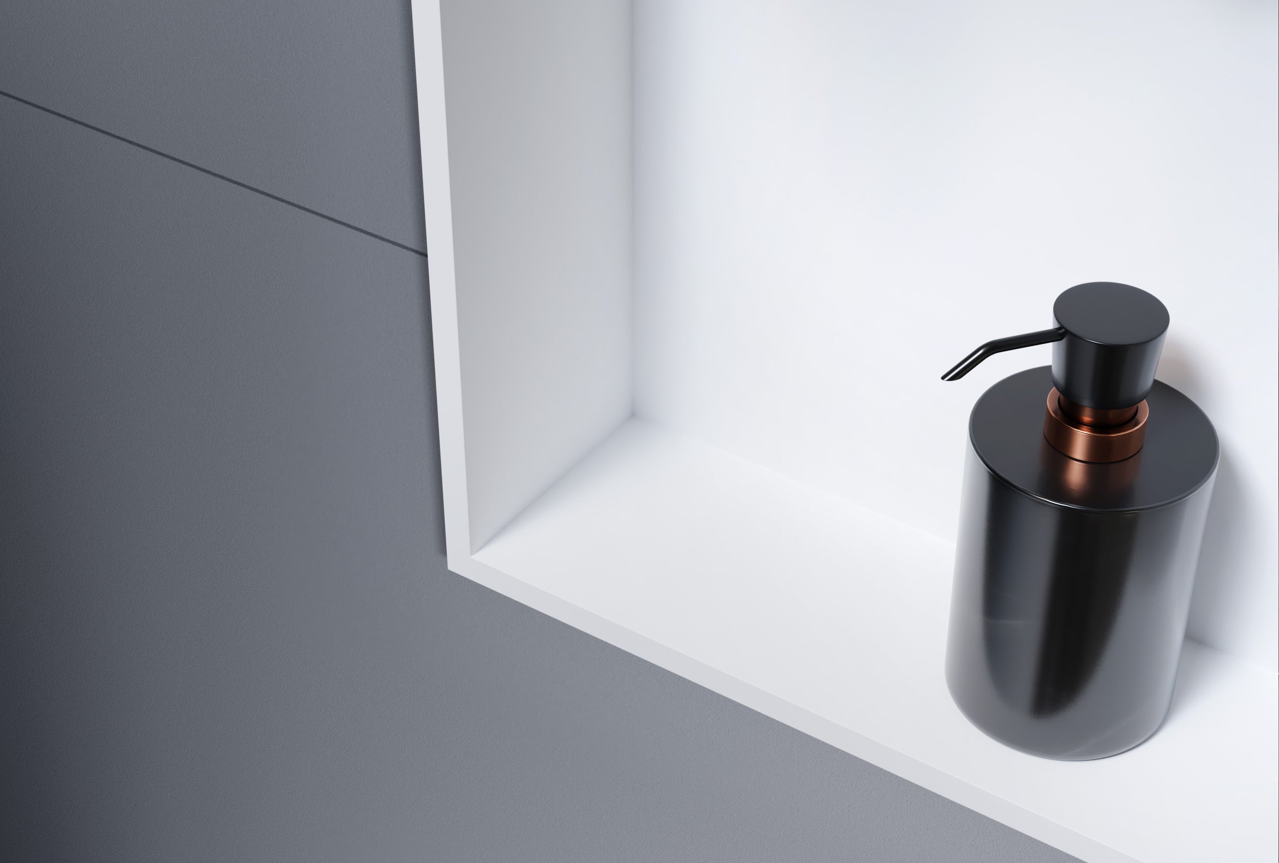 BERNSTEIN - Niche murale douche acier inox + 3 Spots LED, étagère douche encastrable - 30x90x10cm (HxLxP) - Blanc, 3x Spot Cadre Chrome - 2