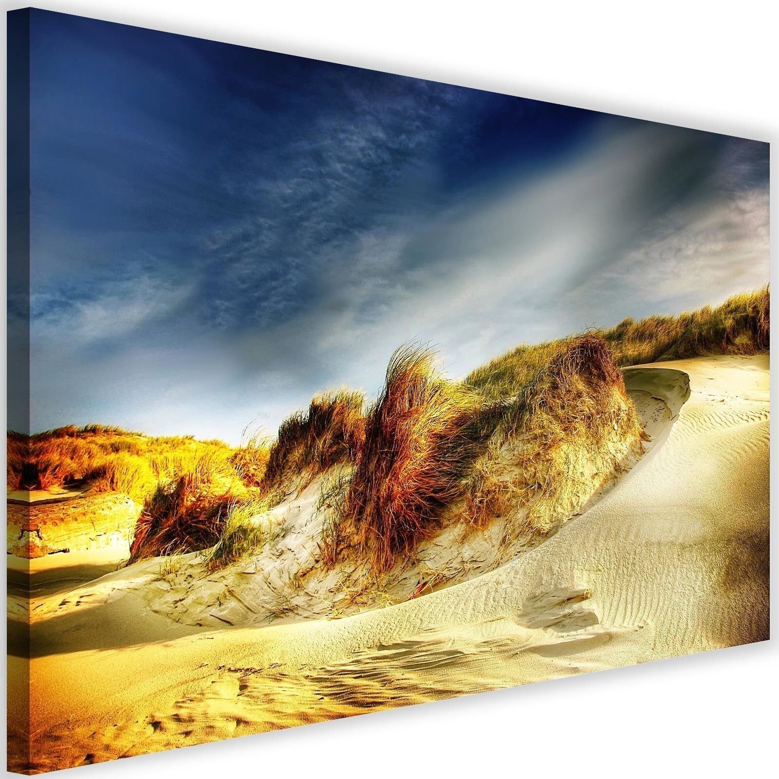 Obraz na płótnie, Wydmy plaża niebo chmury 120x80
