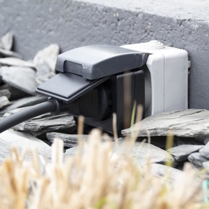 CHACON Set 3 mini prises exterieures On/Off - 3000W - FR + Telecommande - 5