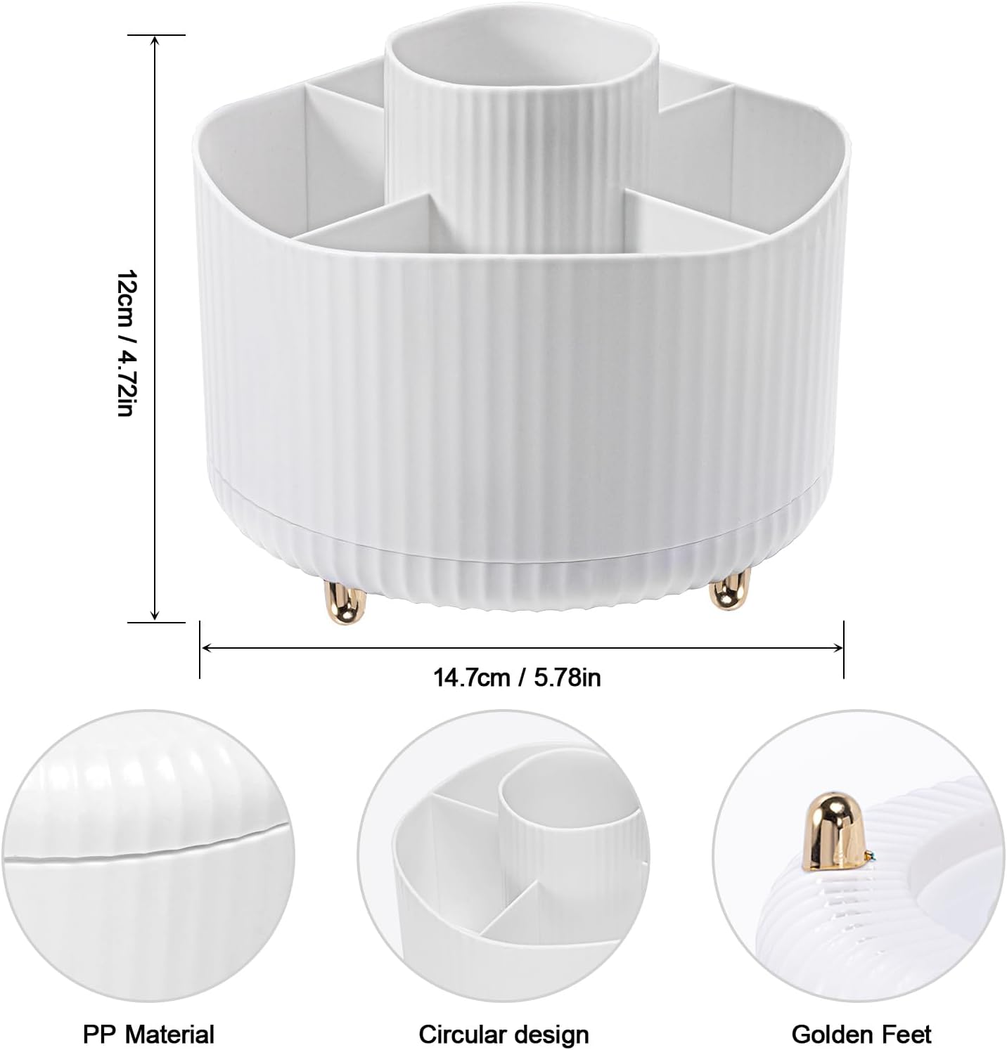 Organizador de maquiagem, suporte para pincéis giratório 360°, recipiente multifuncional para cosméticos de banheiro - 2