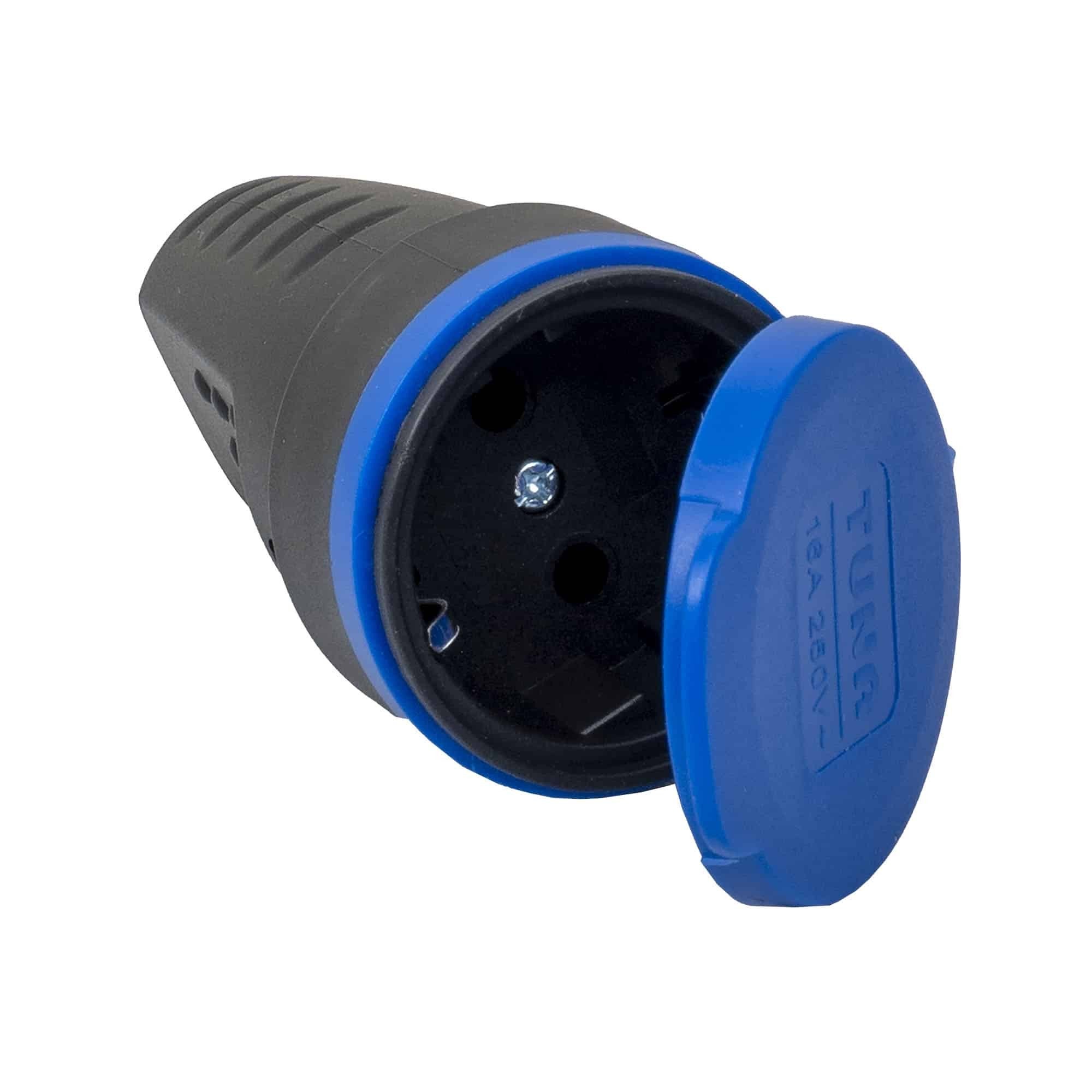 Prelungitor cauciucat pentru exterior, cu un lacas, 16A, fara cablu Z-TOOLS, negru / ZTS 8414