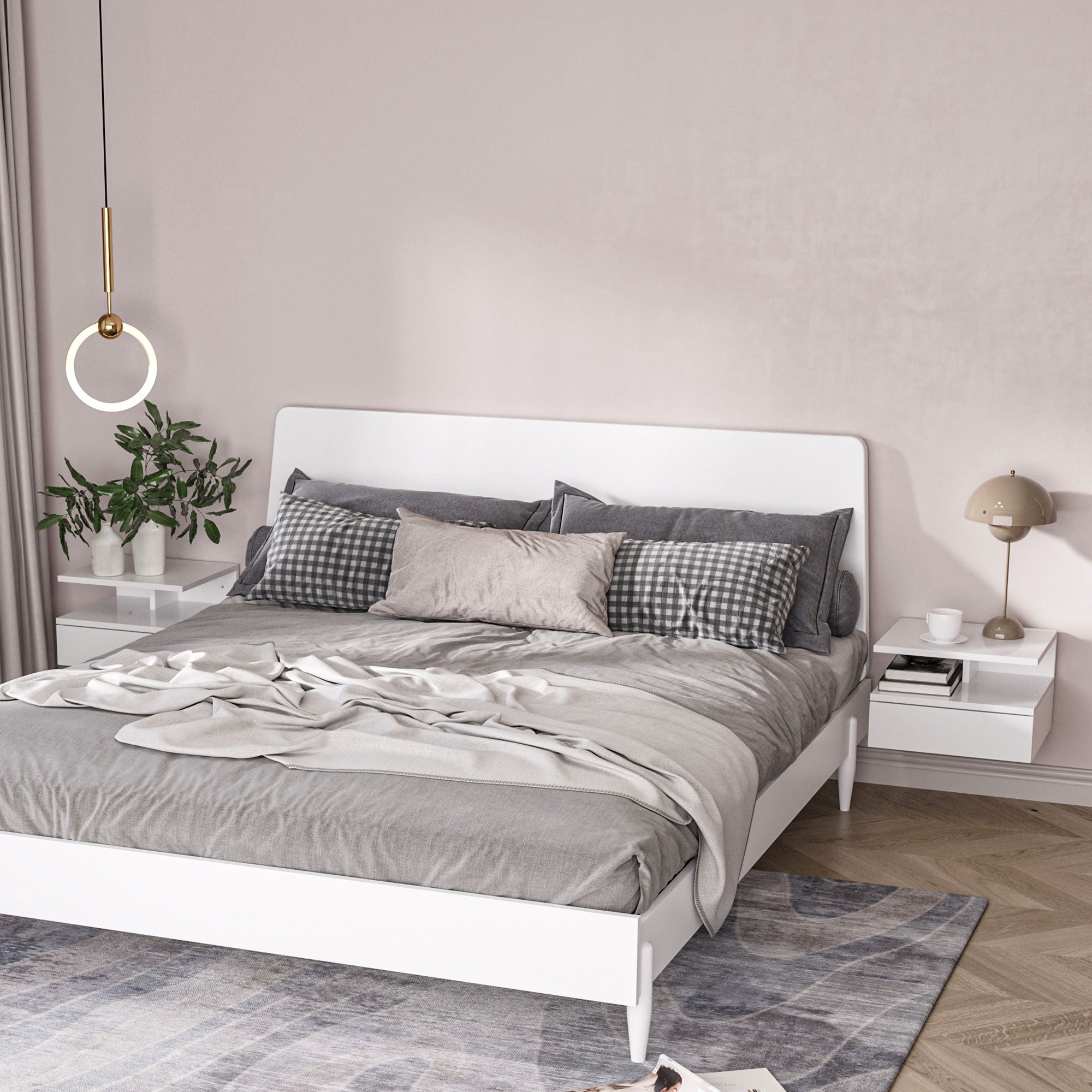 Mesitas de Noche HOMCOM Melamina de Madera Blanco 35x32x22.5 cm - 3