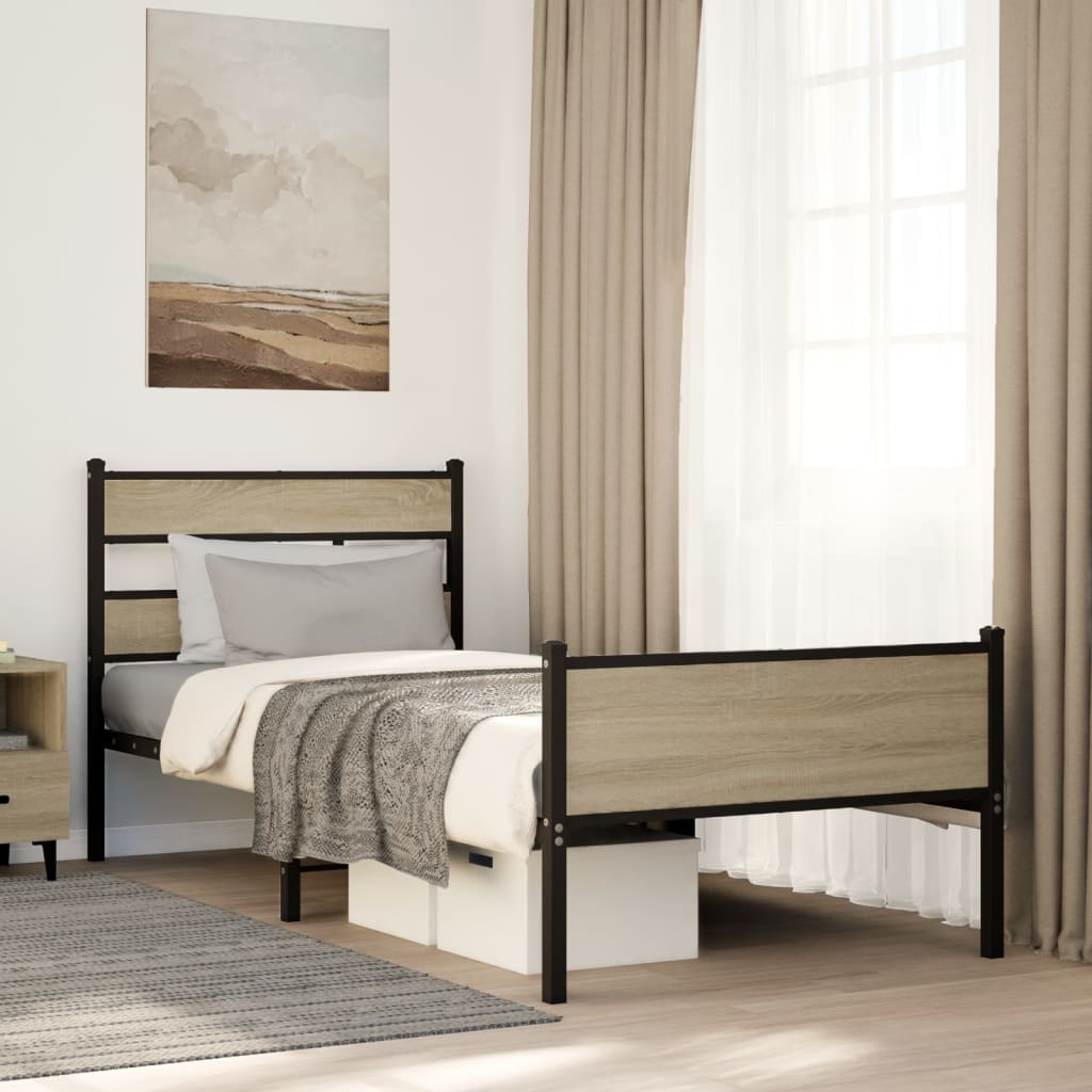 Łóżko Metalowe Rama Łóżka Metalowa Ze Stelażem Pokoj Sypialnia 107x200 cm