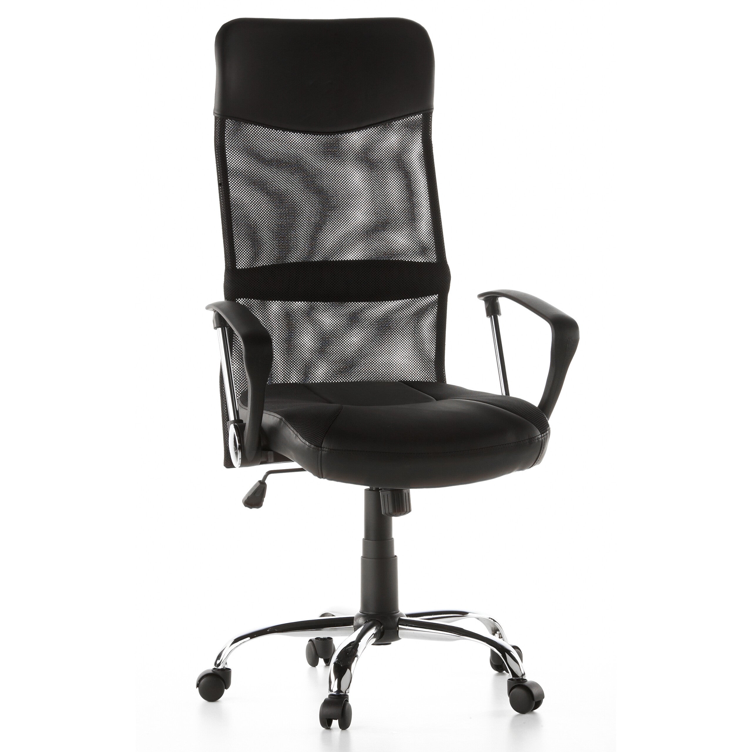 Silla de oficina / sillón de oficina arton 20 en malla/piel sintética negro cromado hjh office