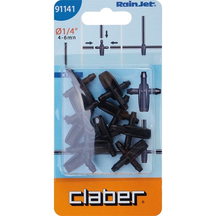 Jeu de 10 raccords à 2 sorties pour arrosage Claber -1/2' à 1/4' - 2