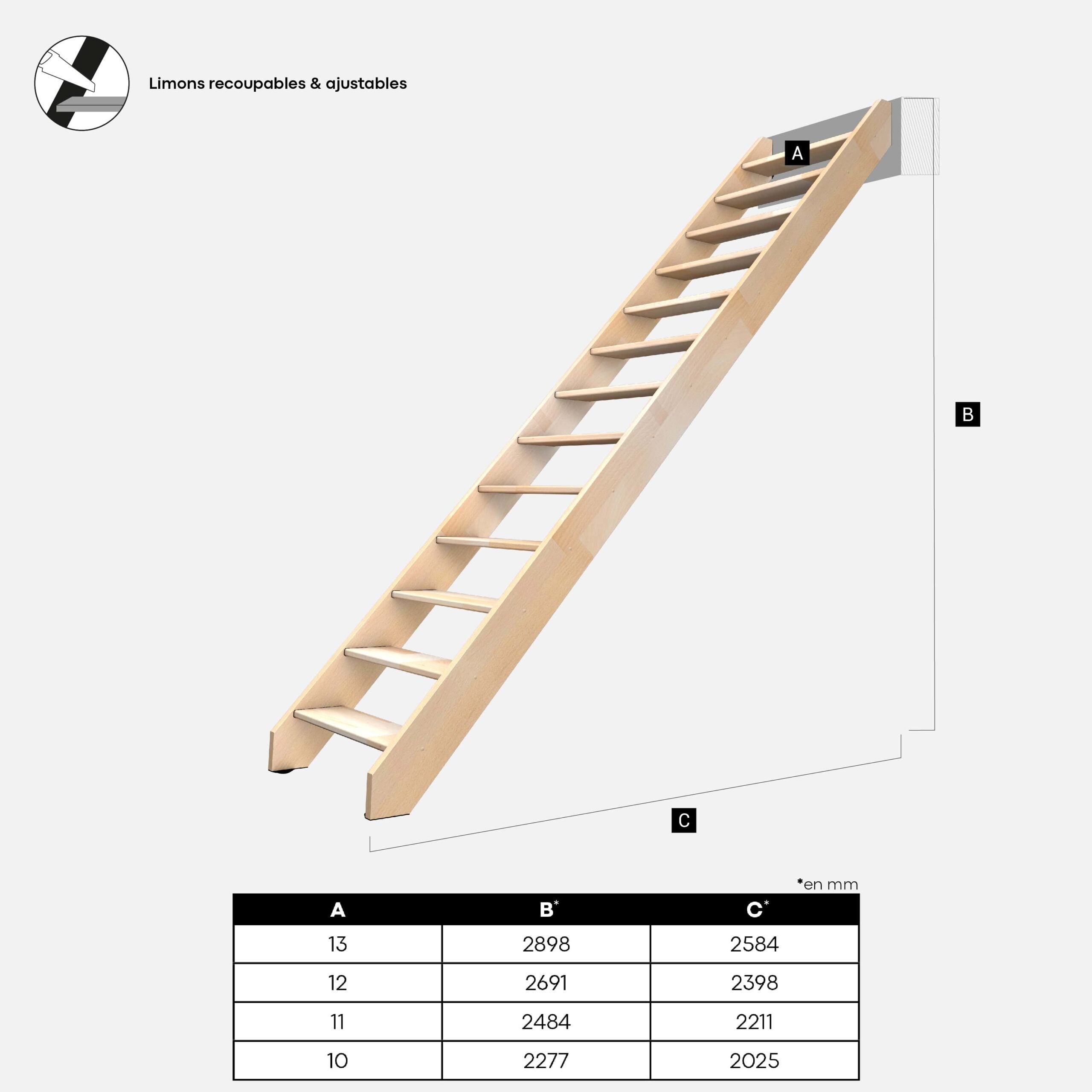 Escalier bois hêtre droit, Nostra KORDO - 4