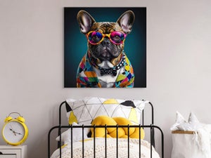 Cartello di avvertimento Bulldog francese vintage in alluminio