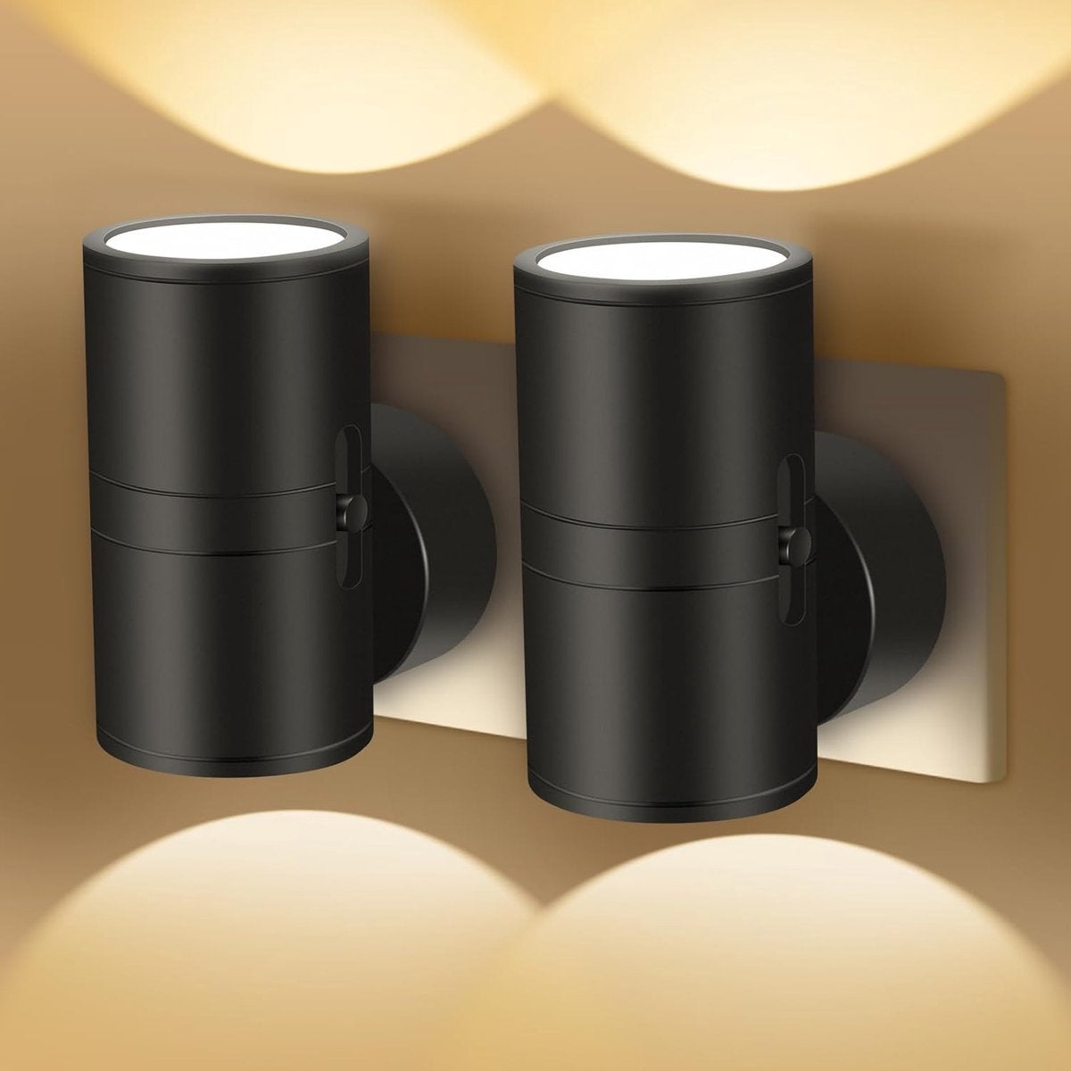Set de 2 lumini de noapte LED moderne, montare pe perete, lumină albă caldă, reglare intensitate de la 0 lumeni, senzor de mișcare 2buc