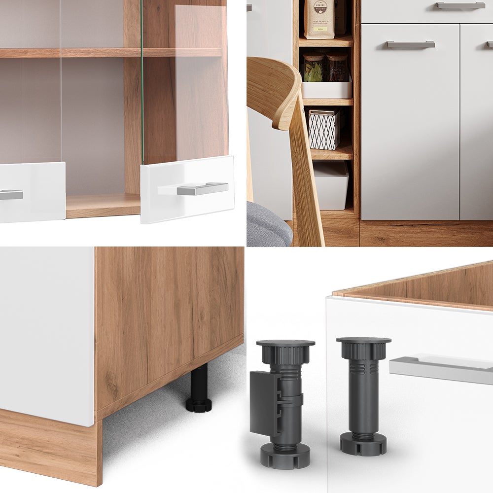 Vicco Cuisine R-Line, Blanc brillant/Chêne doré, 160cm sans PT - 6