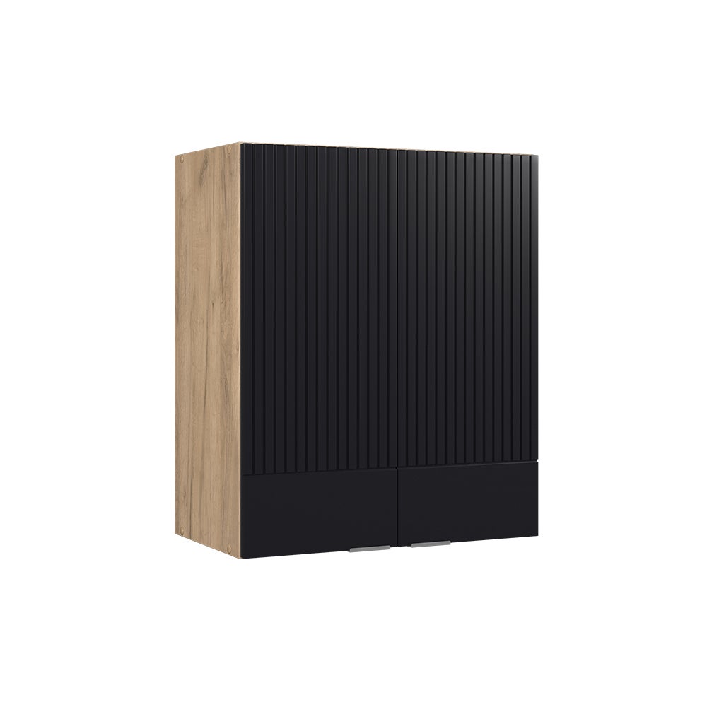 Modulo Componibile Vicco Mobiletto Cucina Fame-Line 60 Cm - Nero Righe, Con Cassetto, Piano Antracite Armadio Cassetto Fame-Line