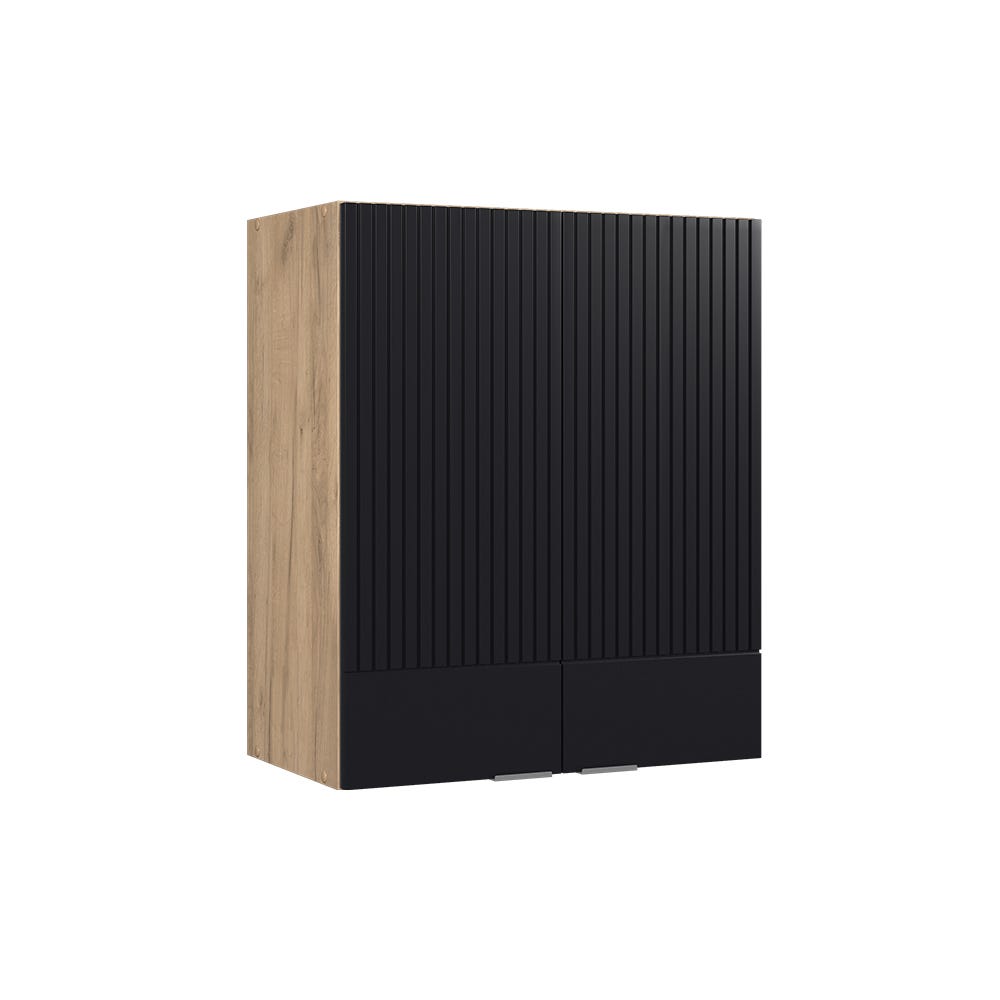 Modulo Componibile Vicco Mobiletto Cucina Fame-Line 60 Cm - Nero Righe, Con Cassetto, Piano Antracite Armadio Cassetto Fame-Line