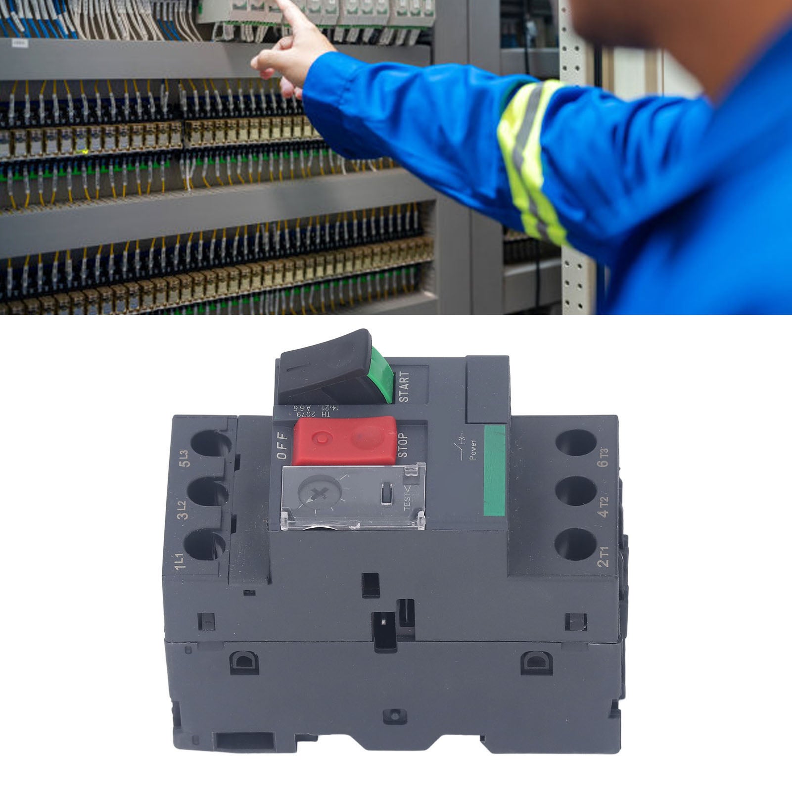 Interruttore automatico per motore da 35 mm, montaggio su guida, tipo termomagnetico, protezione da sovraccarico, CA 690 V, GV2-ME07, 1,6-2,5 A - 3