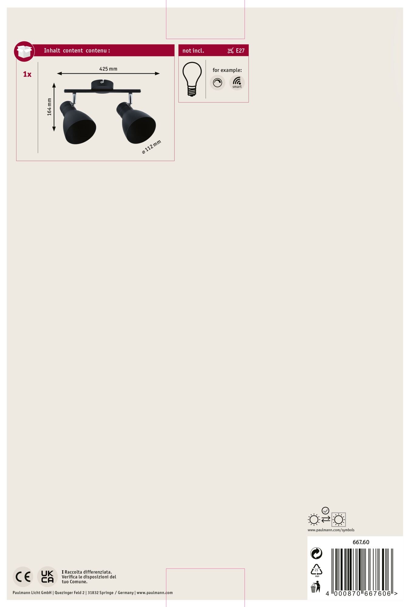 Spotlight Davy E27 230V max. 2x20W gradable Noir - 7