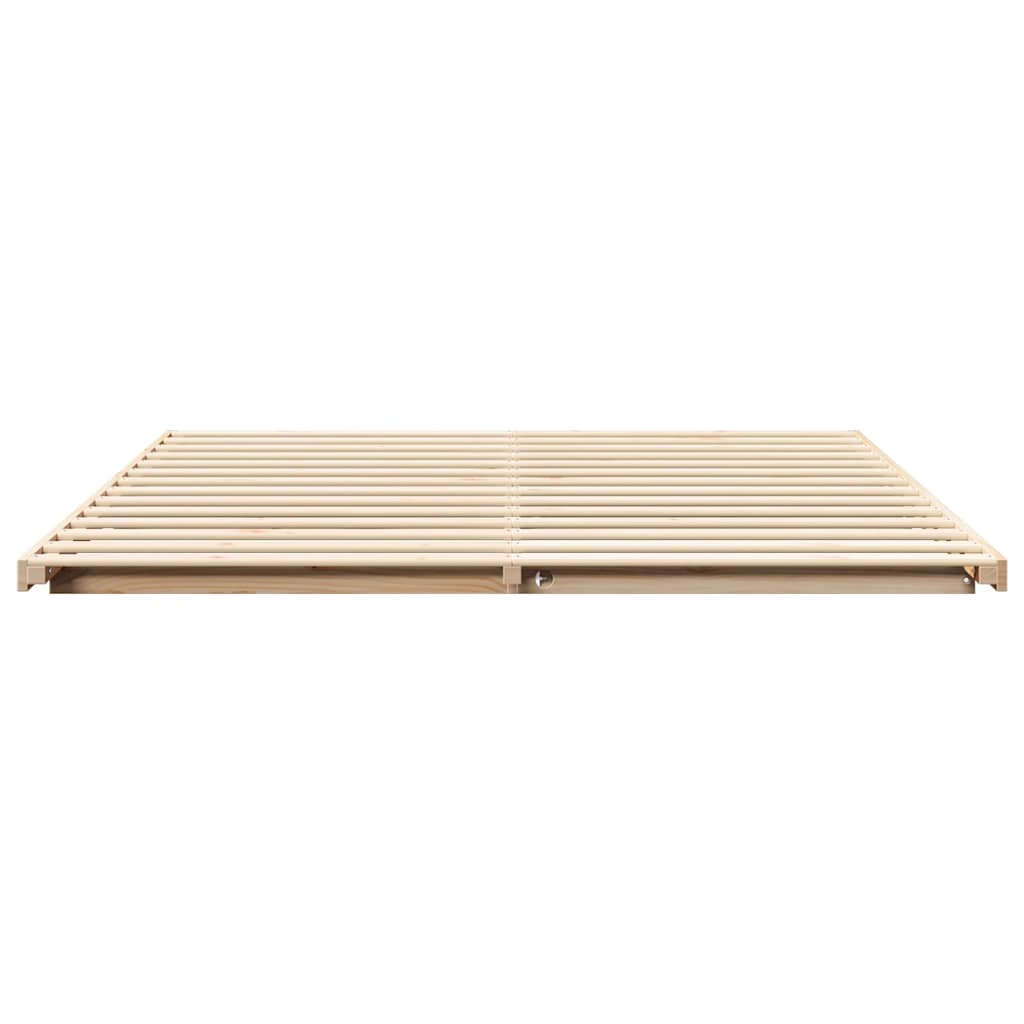 Cadre de lit en pin massif marron pour la chambre, 200 × 210 cm - 5