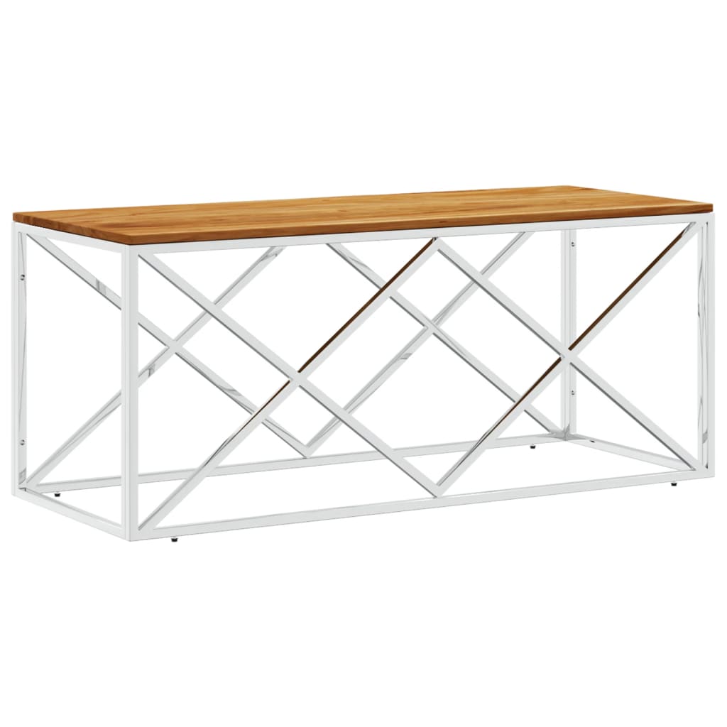 Table D'appoint Console D'entrée Meuble De Salon En Acier Inoxydable Argente Et Bois De Meleze Massif Dec031601 86556963