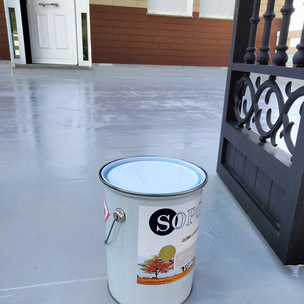 Goma Líquida de Poliuretano con Catalizador 25Kg- Gris Perla - impermeabilizante para terrazas y cubiertas transitables. Evita filtraciones de agua - 5